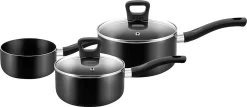 Tefal Signature 3er Set Kochtopf Soßentöpfe Mit Glasdeckel Ø 16/18 Cm & Milchtopf Ø 14 Cm Suppentopf Stieltopf Geeignet Für Alle Kochfelder Außer Induktion