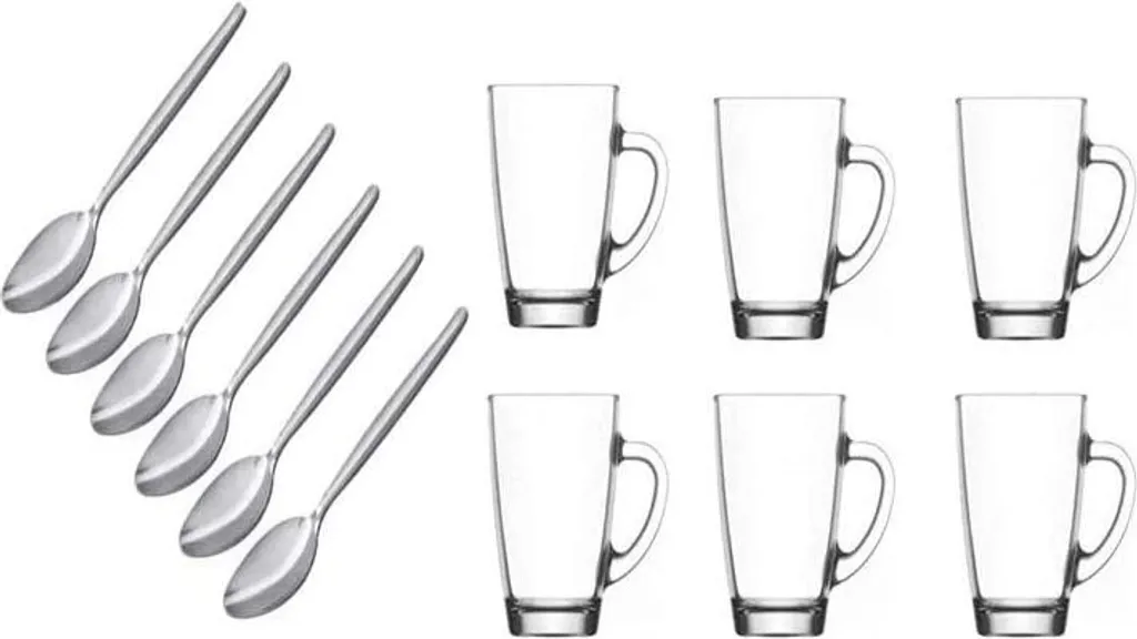 6 Kaffeegläser 300ml Mit Henkel Mit 6 Löffel Teegläser Latte Macchiato Gläser