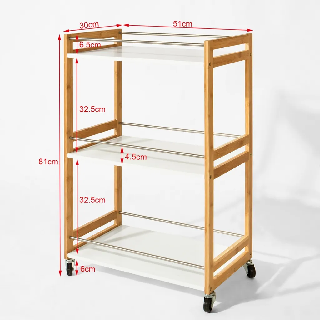 SoBuy Küchenwagen,Servierwagen,Badrollwagen,Küchenregal FKW32-WN – Bild 2