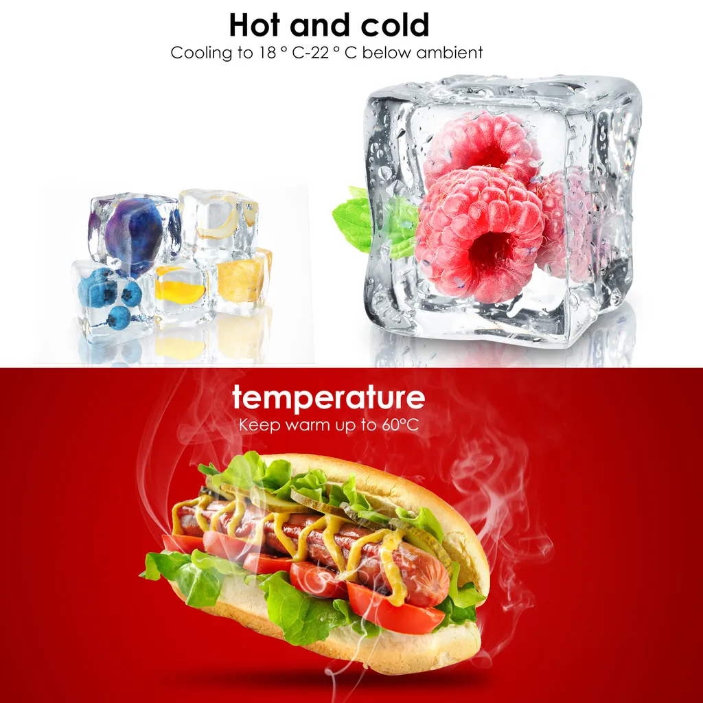 EINFEBEN Kuehlbox Tragbare 32 Liter, Thermo-Elektrische Kuehlbox, Wärmen Und Kühlen Mini-Kuehlschrank 12 Volt Und 230 Volt, ECO-Modus, Mit Tragegriff, Für Auto, Innenraum, Camping Kühlboxen – Bild 3