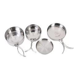 4 Teile / Satz Edelstahl Faltbarer Und Stapelbarer Campingtopf Kompakte Campingpfannen