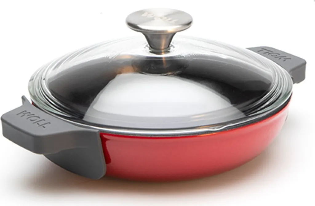 Woll IRON, Servierpfanne Rund Mit Glasdeckel Und Silikongriff, 20 Cm, 5.5 Cm Hoch, Chili Red – Bild 2