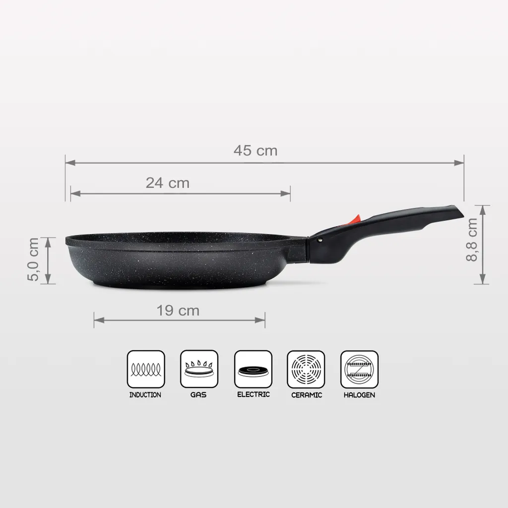 Linnuo Aluguss Pfanne 24 Cm Abnehmbarer Griff, Antihaftbeschichtete Pfanne Induktion Und Alle Herden, Dicker Boden Optimale Wärmeverteilung, Pfanne Ofenfest, Bratpfanne 24 Cm Hoher Rand | Frying Pan