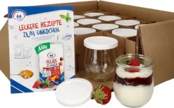 MamboCat 12er Set Weckgläser Tulpenglas Mit Frischhalte-Deckel 220ml + Rezeptheft