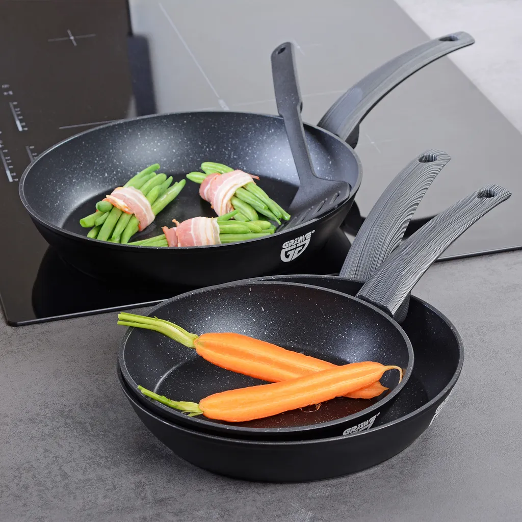 GRÄWE Aluminium-Pfannenset, Ø 20 Cm, Ø 24 Cm, Ø 28 Cm, Beschichtet, 3-teilig, Inkl. Pfannenwender – Bild 8