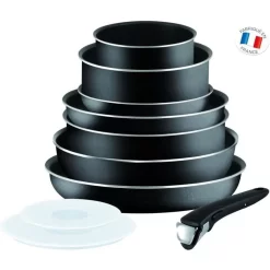 TEFAL INGENIO ESSENTIAL Kochgeschirrset 10-teilig L2008802 16-20-24-26-28cm - Alle Wärmequellen Außer Induktion - Schwarz