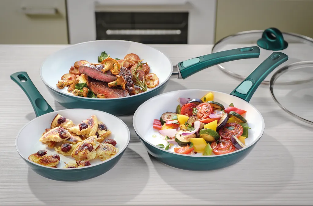 Genius Cerafit Fusion Bratpfannen-Set (7 Teile) Ø 20 Cm Ø 24 Cm Ø 28 Cm In Smaragdgrün Mit Antihaft-Beschichtung; A24055 – Bild 3