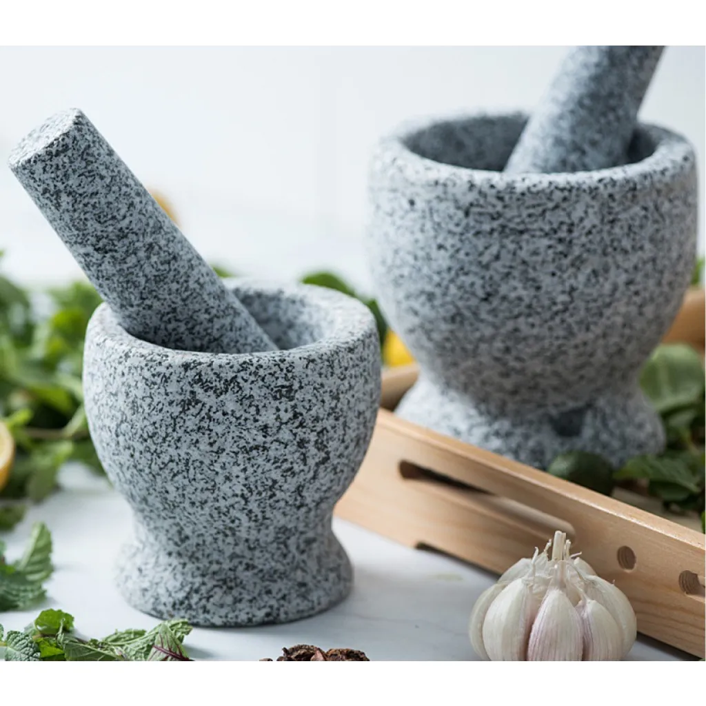 Granit-Mörser-Set Mit Schutzboden, Holzlöffel Und Gratis EBook – Mörser Und Stößel Aus Stabilem Und Geruchlosem Granit – Gewürzmörser,groß – Bild 5