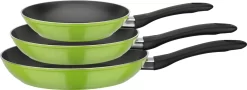 GSW Pfannen-Set Nova 3-tlg. Grün, Aluminium, Kunststoff, Bratpfanne ø Ca. 20 X H 4,2cm / ø Ca. 24 X H 4,4cm / ø Ca. 28 X H 4,8cm