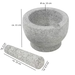 Mörser Mit Stößel Reibe Zerkleinerer Gewürz Mühle Aus Granit