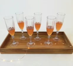 6er Set Kunststoff Champagner-Gläser Kristalleffekt 200ml / Ø6x22,5cm