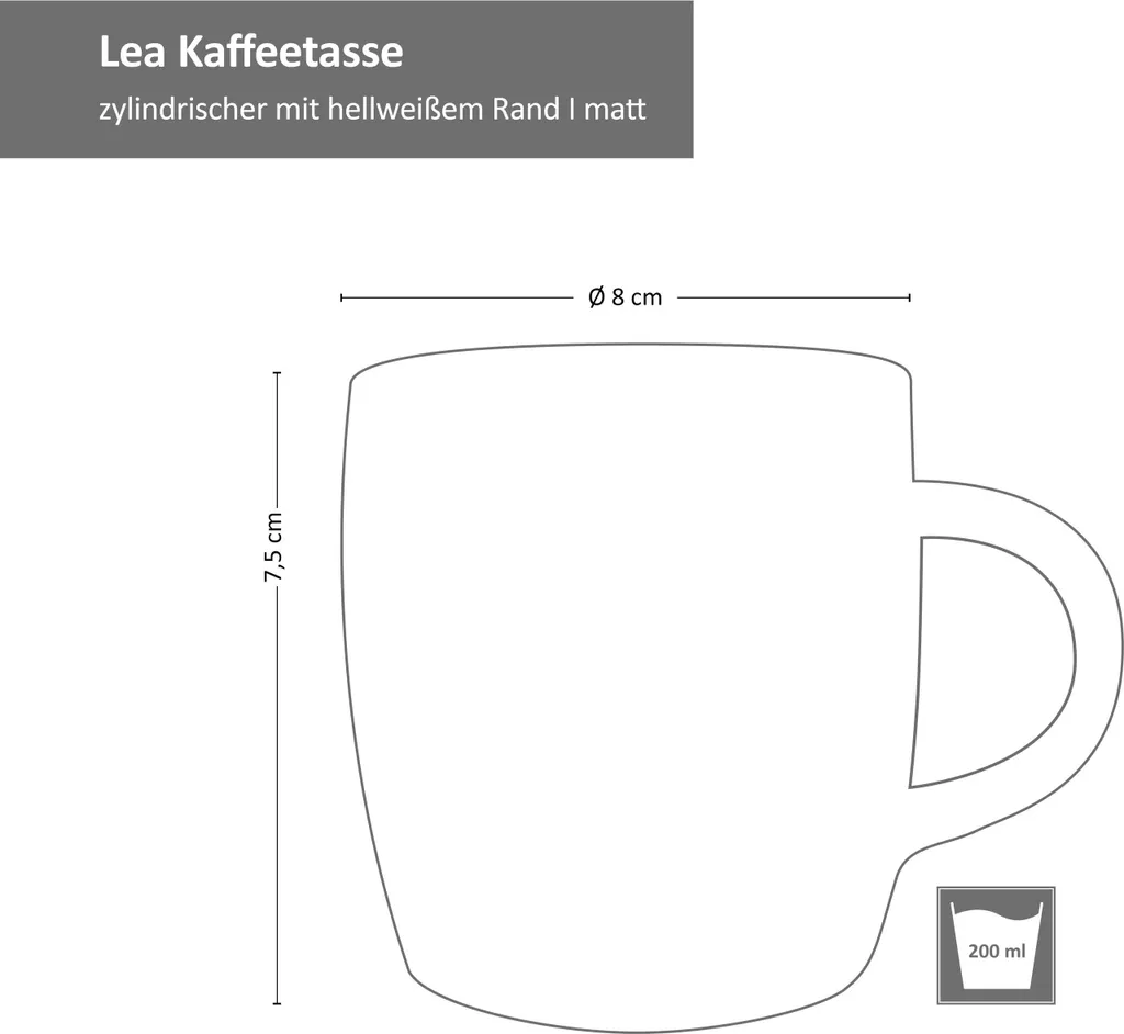 18tlg. Kaffeeservice Lea 6 Personen Kuchenteller Kaffee-Tasse Weiß Steingut – Bild 5