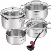 Tefal G719S734 DUETTO 8-tlg.Set 3x Kochtopf/Glasdeckel + Stieltopf + Suppenkelle