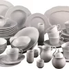CreaTable 16072 Kombiservice Arianne Für 8 Personen + Uni, Porzellan, Weiß (1 Set, 61-teilig)