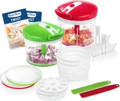 Genius Nicer Dicer Twist Zerkleinerer Mit Seilzug (18tlg.) Gemüseschneider Zum Schneiden Von Zwiebeln; A81612