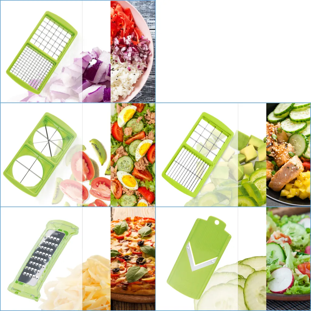 Genius Genus Nicer Dicer Plus (18 Teile) In Kiwi - Obstschneider Zwiebelschneider Pommesschneider; A33884 – Bild 3