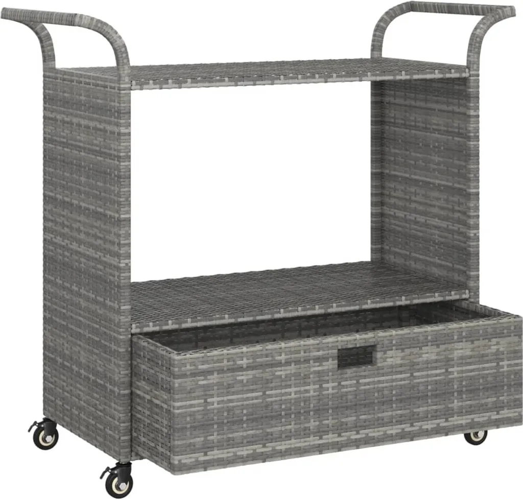 VidaXL Barwagen Mit Schublade Grau 100x45x97 Cm Poly Rattan – Bild 4