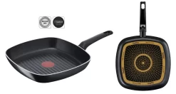 Tefal B55640, Quadratisch, Grillpfanne, Titan, Aluminium, Thermo-Punkt, Keramik, Gas, Halogen