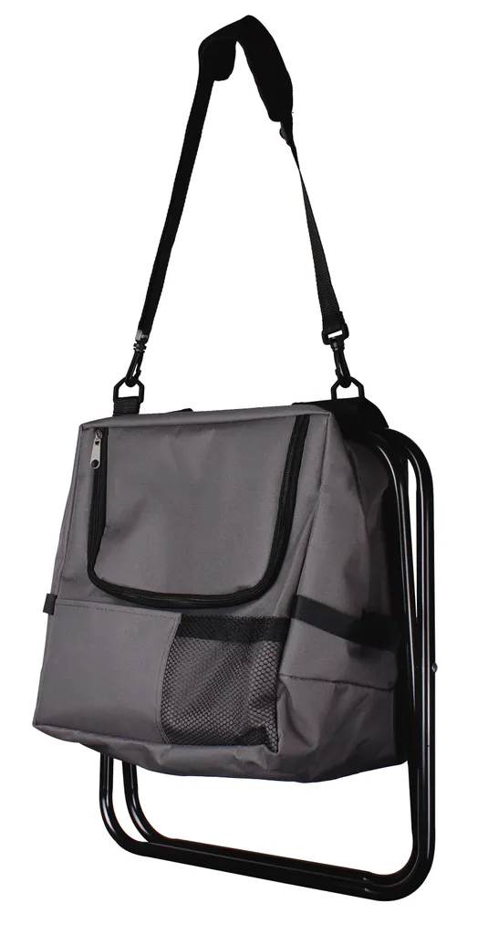 2in1 Anglersitz Mit Kühltasche - Schwarz - Camping Angel Hocker Klappbar Mit Gurt – Bild 2