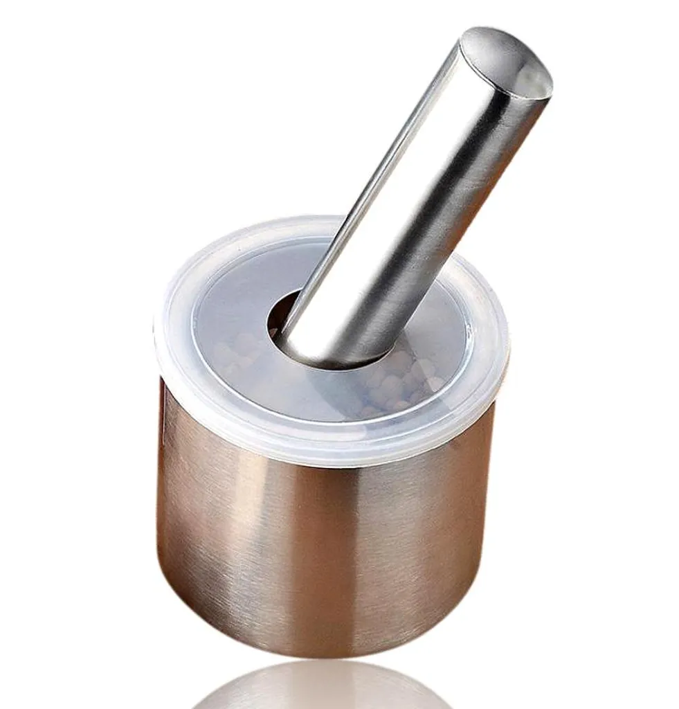 2er Set BAYLI Edelstahl Mörser Mit Stößel & Deckel - Massiver Gewürzmörser Für Die Küche - Bruchfeste Kräutermühle - Gewürzmühle Für Kräuter Und Gewürze - Tabletten Zerkleiner - Tablettenmörser – Bild 3