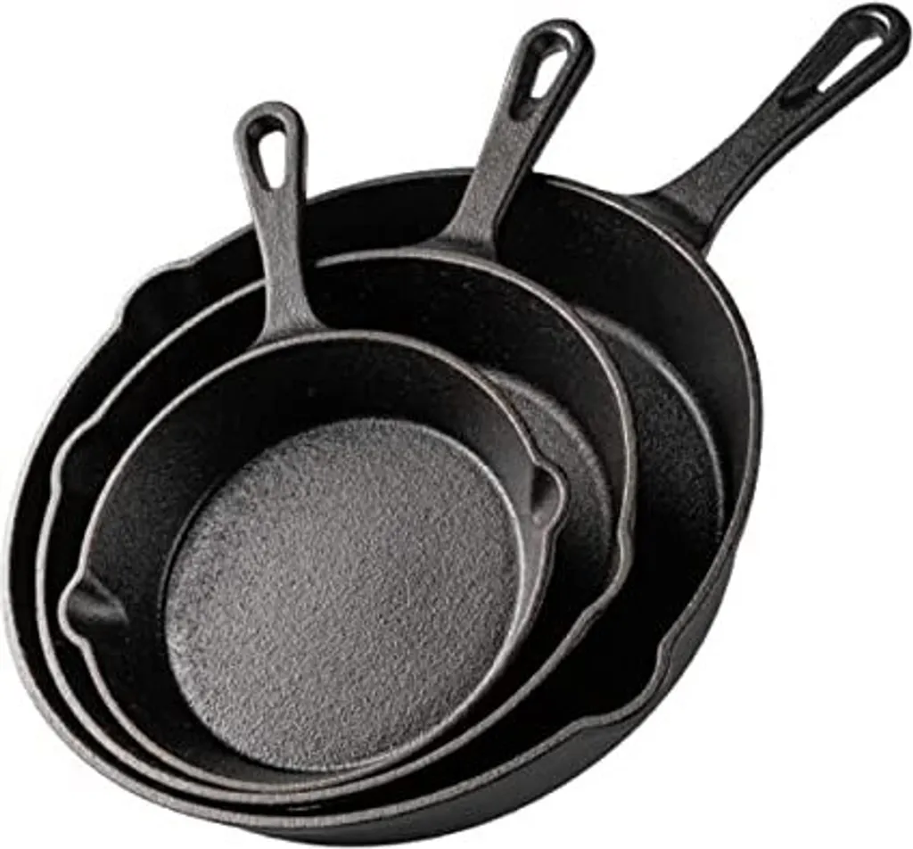 Nuovva Cast Iron - Skillet Casserole Set - 3 Piece - Skillet / Cast Iron Skillet (15cm-20cm-25cm) - Geeignet Für Alle Wärmequellen