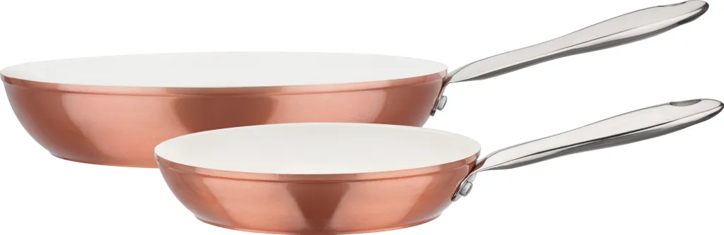 GSW Pfannen-Set Kupfer-Bronze 2-tlg., Aluminium, Edelstahl Rostfrei, Bratpfanne ø Ca. 20 X H 4,3cm / ø Ca. 28 X H 5,4cm