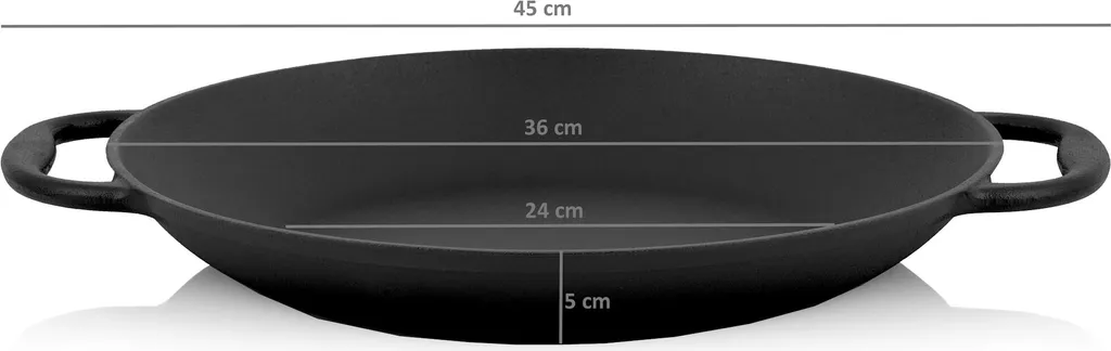 BBQ-Toro Paella Pfanne, 6 Personen | Ø 36 Cm | Gusseisen Grillpfanne Mit Griffen