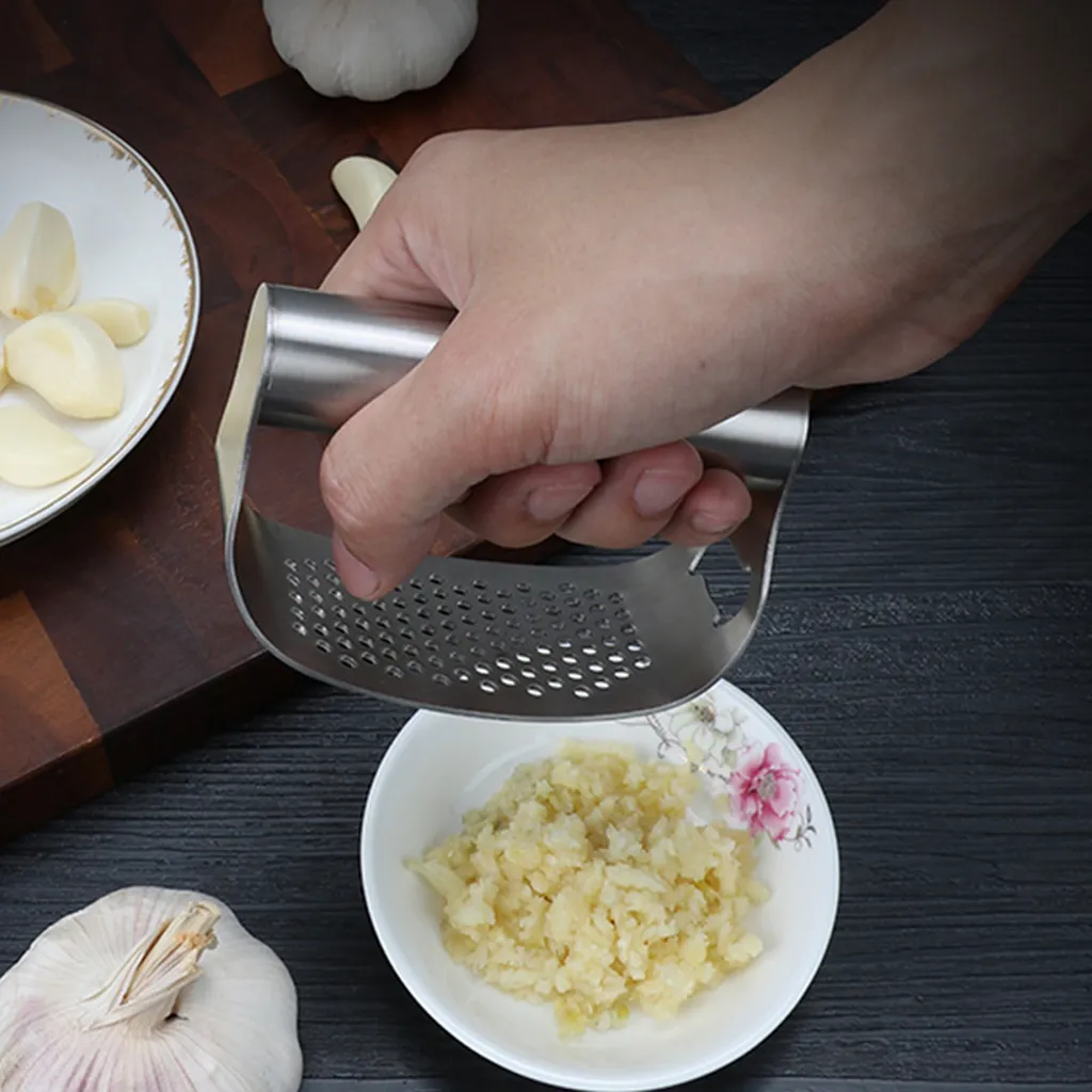 Knoblauch Ingwer Presse, Knoblauchpresse, Crusher Squeezer Stampfer 430 Edelstahl Crusher Squeezer Für Knoblauch Ingwer – Bild 3