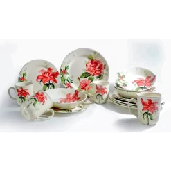 CreaTable 22445 Kombiservice Rosemary Für 4 Personen, Steingut, Mehrfarbig (1 Set, 16-teilig)