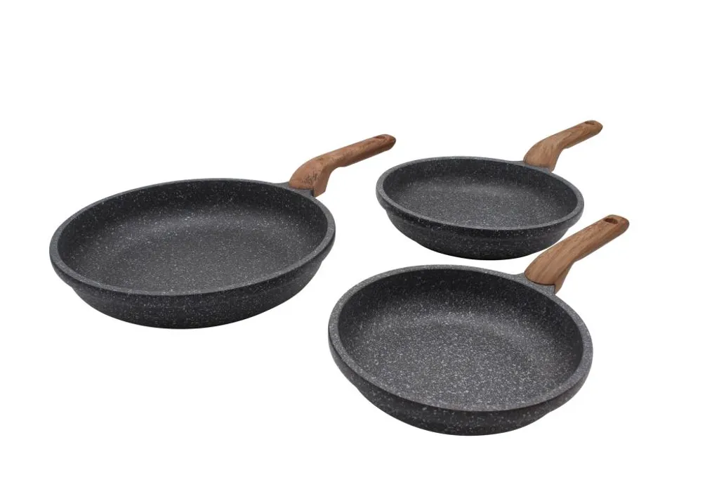 Karl Krüger 3-tlg Bratpfannen Set TEXAS Ø20 /24 /28 Cm, Induktions- & Backofen-geeignete, Antihaft-beschichtete, Energiesparende Aluminium Bratpfanne