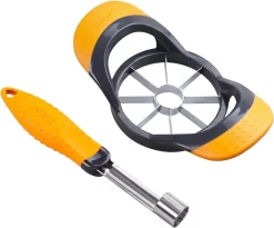 DEISS PRO Apfelschneider & Apfelentkerner Set - Apfelteiler Und Entkerner - Rasiermesserscharfe Edelstahlklingen Mit Ergonomischen, Rutschfesten Griffen - Langlebige Konstruktion - Spülmaschinenfest