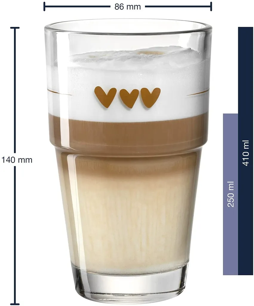 LEONARDO 043467 Solo Latte Macchiato Becher Mit Motiv Herzen, Glas, 410 Ml, Klar – Bild 2