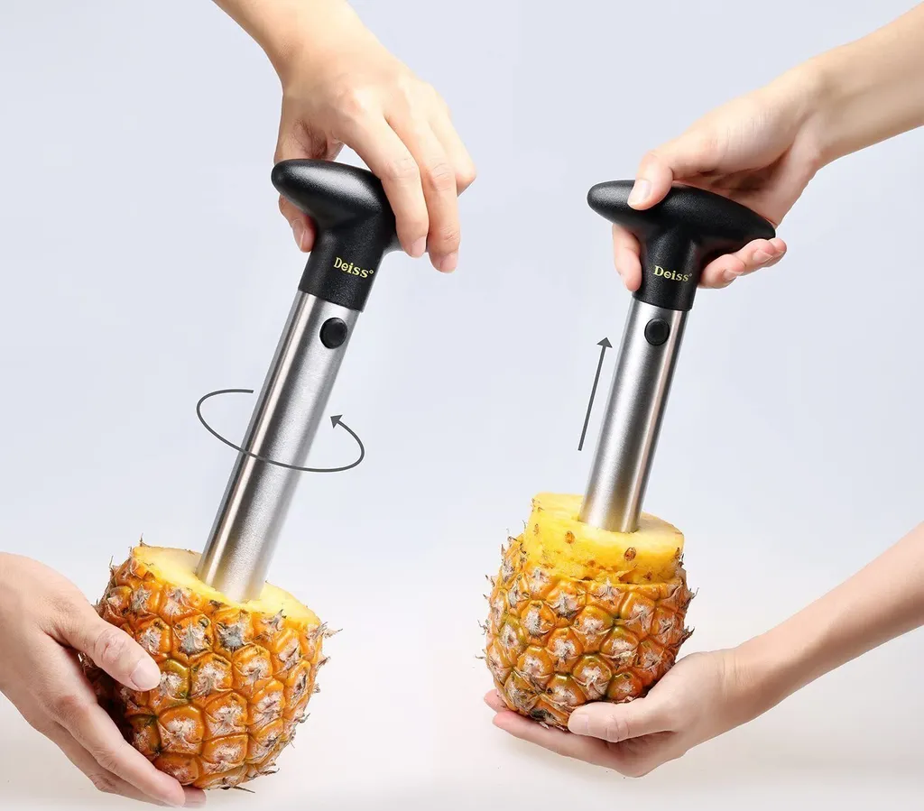 Deiss PRO Ananasschneider - 2 In 1 Edelstahl Ananasschneider & Schäler - Macht Die Perfekten Ananas Ringe Ohne Eine Sauerei - Spülmaschinenfest – Bild 4