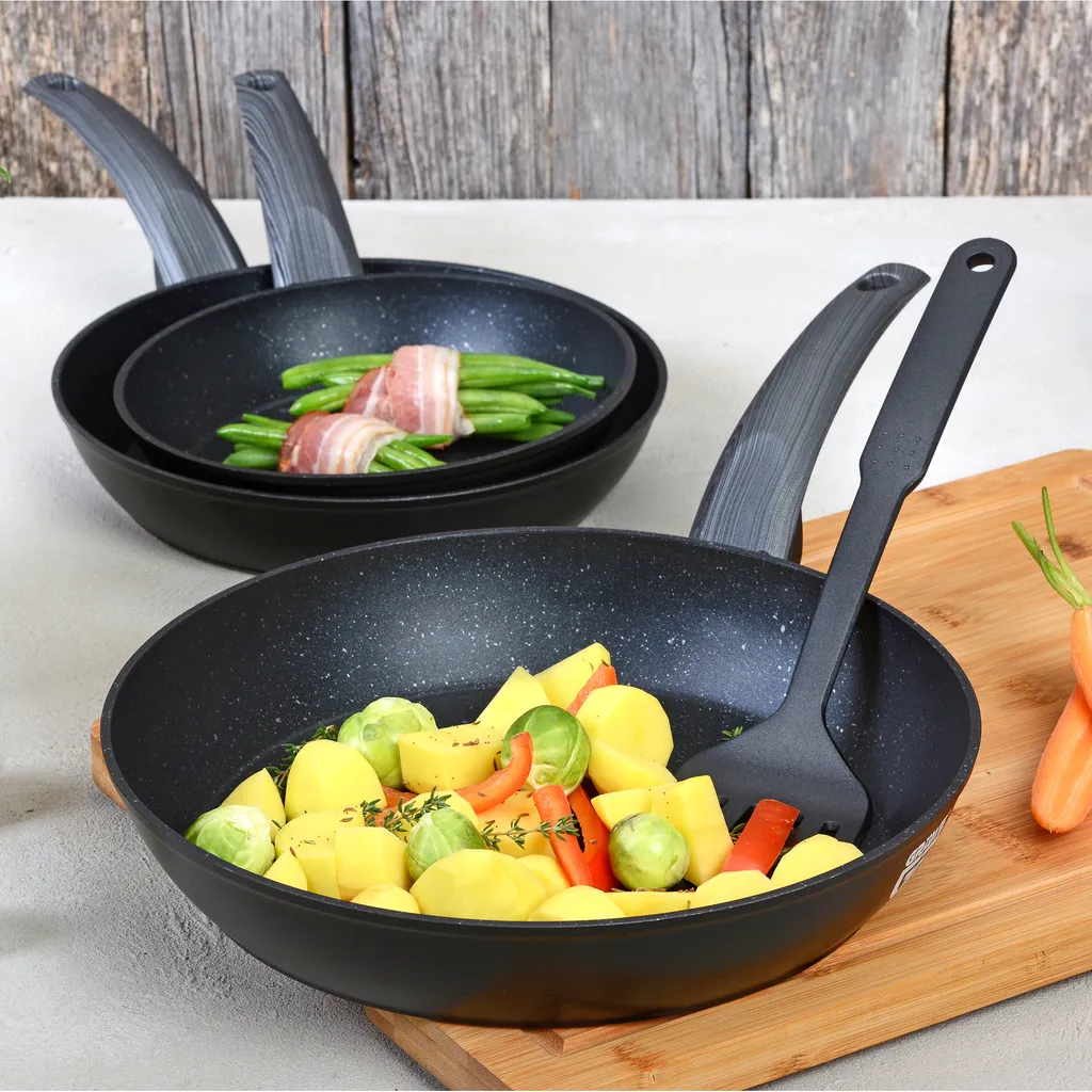 GRÄWE Aluminium-Pfannenset, Ø 20 Cm, Ø 24 Cm, Ø 28 Cm, Beschichtet, 3-teilig, Inkl. Pfannenwender – Bild 9