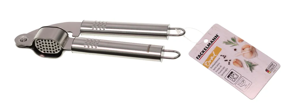 Fackelmann Knoblauchpresse OVALGRIFF, Praktischer Küchenhelfer Aus Rostfreiem Edelstahl, Knoblauchschneider Mit Ergonomischem Griff (Farbe: Silber), Menge: 1 Stück – Bild 2