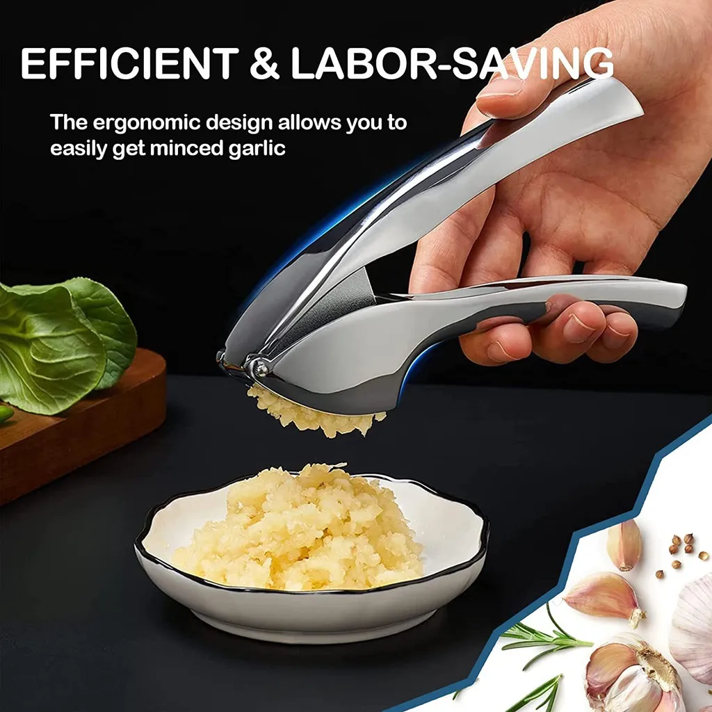 LOZAYI Knoblauchpresse,15,5 Cm Knoblauch- Und Ingwerpresse Mit Ergonomischem Griff Aus Zinklegierung, Praktischer, Rostfrei Und Leicht Zu Reinigen, – Bild 3