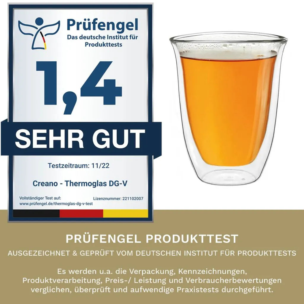 Creano Doppelwandige Gläser 250ml „DG-V“, 2er Set, Thermoglas Doppelwandig Aus Borosilikatglas, Kaffeegläser, Teegläser, Latte Gläser, Doppelwandgläser – Bild 5