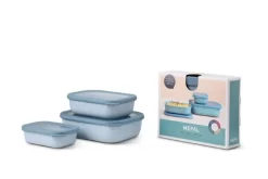 Mepal Vorratsdosen Set 3 Teilig Nordic Blue Cirqula Rechteckig Flach BPA Frei