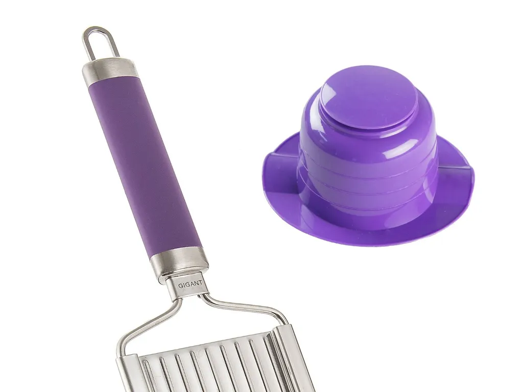 Muxel Gemüse-Hobel (Vierfachhobel) Mega-Set Mit 5 Zusätzlichen Einsätzen In Der Praktischen Multi-Box, Lila – Bild 3