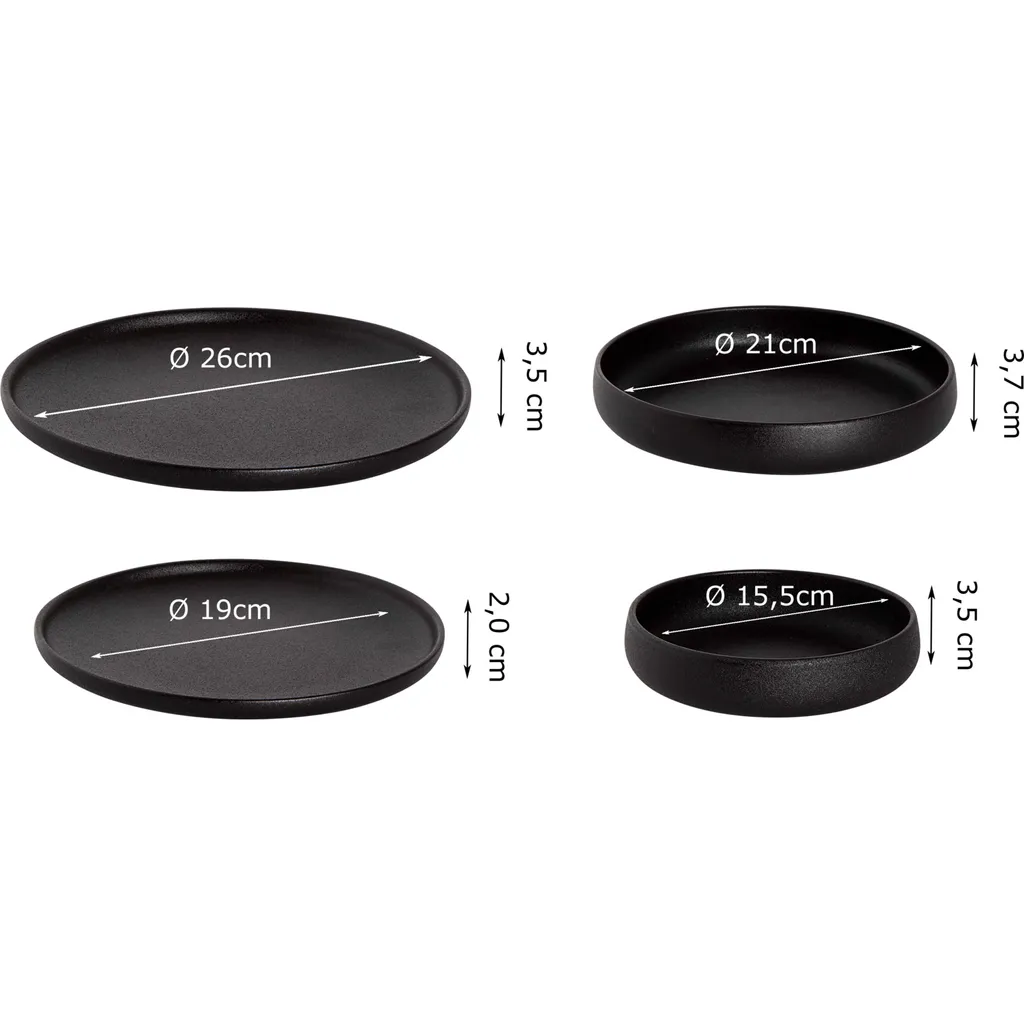 Maastricht Porselein Universe Porzellan Kombiservice 24 Tlg. 6 Pers Schwarz