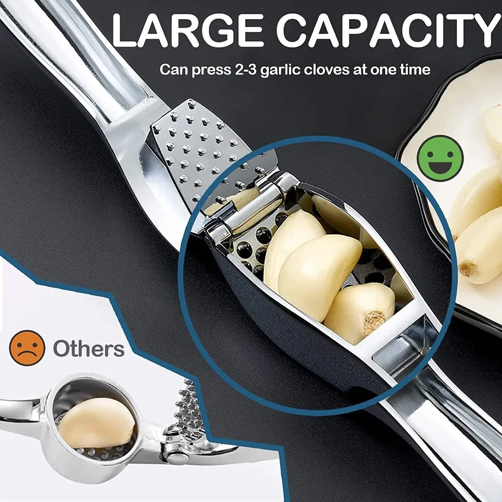 LOZAYI Knoblauchpresse,15,5 Cm Knoblauch- Und Ingwerpresse Mit Ergonomischem Griff Aus Zinklegierung, Praktischer, Rostfrei Und Leicht Zu Reinigen, – Bild 2