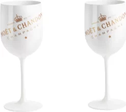 Moët Chandon Champagner Gläser 2x Set Weinglas Weiß Gold Champagnergläser Luxus