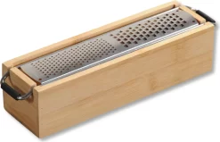 KESPER Parmesanreibe Mit Behälter, Bambus, 25 X 6,2 X 5,6 Cm, 58060