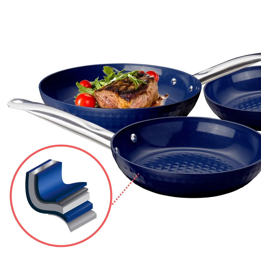 Ceraflon Prestige Diamant Pfannen-Set, Blau, 3-teilig – Bild 2