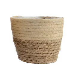 Korb/Übertopf - Beige - Seegras - Ø 14 Cm