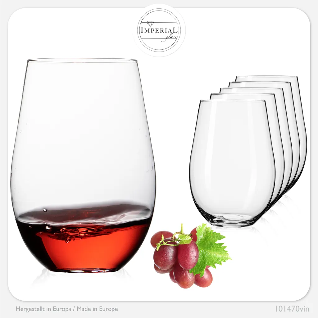 IMPERIAL Moderne Weingläser Ohne Stil Aus Glas 570ml Set 6-Teilig Groß – Bild 7