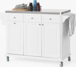 SoBuy Küchenwagen Mit Edelstahltop,Küchenschrank,Rollwagen FKW33-W