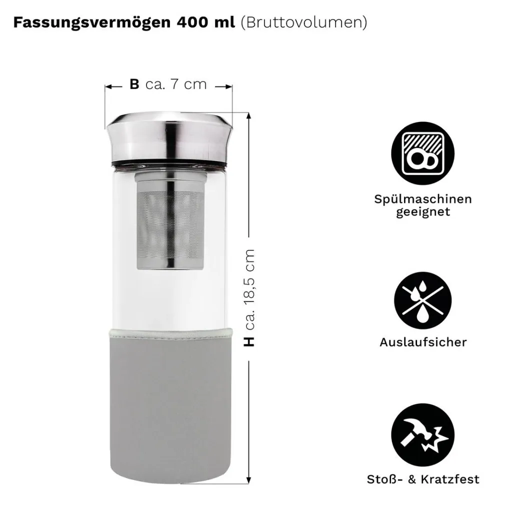 Teamaker „Grau“ 400 Ml – Bild 2