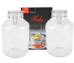 2er Set Einmachglas Bügelverschluss Original Fido 5,0L Vorratsgläser Incl. Bormioli Rezeptheft