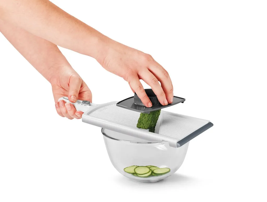 Gemüsehobel Küchenreibe Gurkenhobel Kartoffelschneider Küchenhobel 6 Stufen Weiß – Bild 5